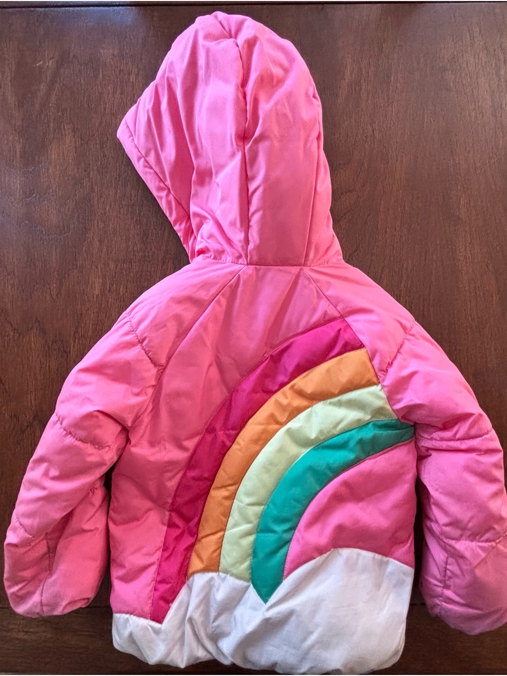 Old Navy Pink Hooded Rainbow Puffer Jacket